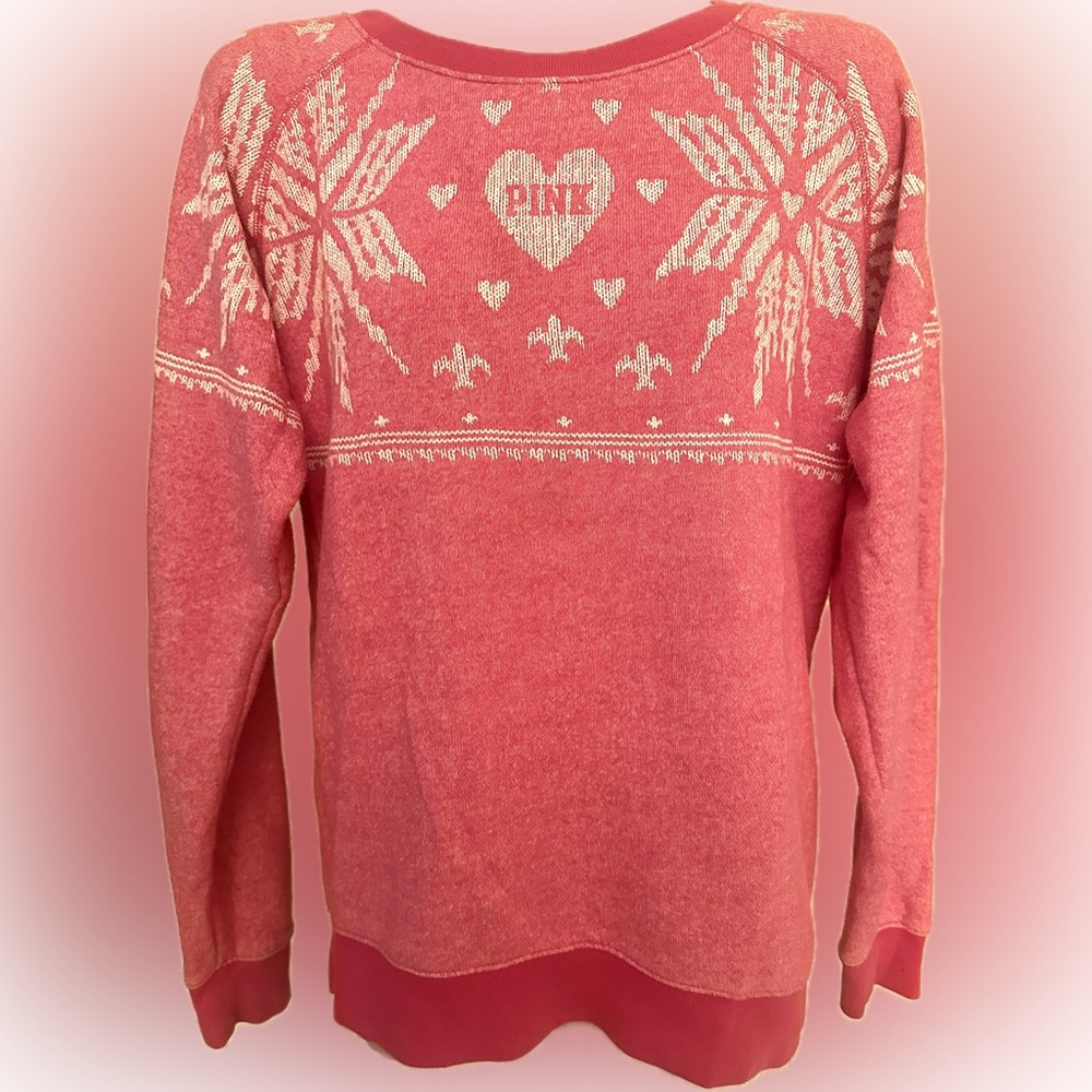 PINK Victoria's Secret Snowflake Sweatshirt XS (Fits M-L) see measurements